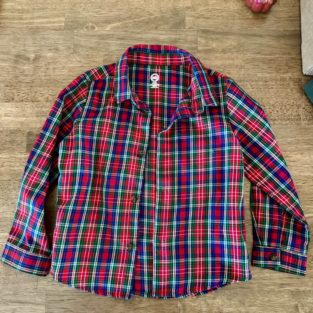4T Plaid Button-Down